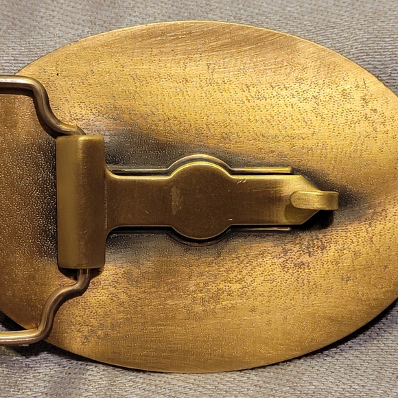 Vintage Goldtone M.S. Carriers Safe Driver Trucker Belt Buckle - Picture 3 of 5